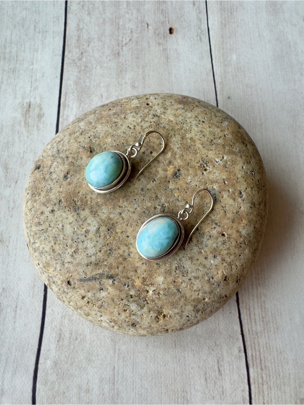 Sterling Silver Larimar Oval Earrings